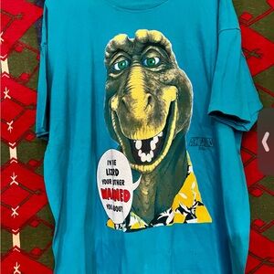 Disney Blue Dinosaur Graphic Tee Sz large 90s